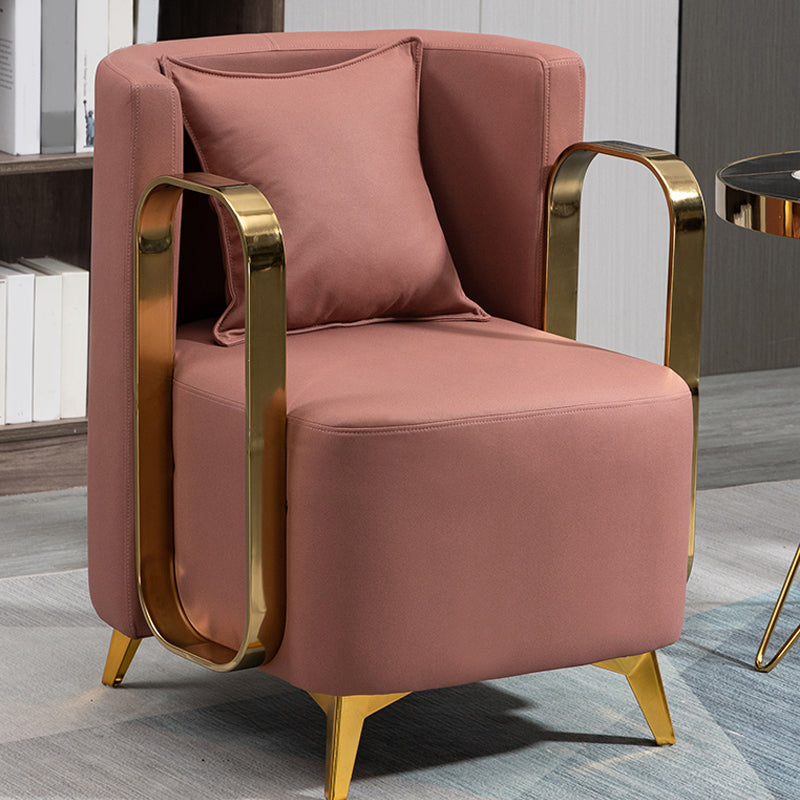 Glam Armrest Backrest Cushion Chair with Metal Legs for Balcony Red 1 Piece Clearhalo 'Dining Chairs' 'Dining Tables & Seating' 'dining_chair' 'furn' 'furn_dining_chair' 'Furniture' 'Kitchen & Dining Furniture' 7659688