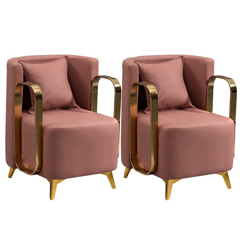 Glam Armrest Backrest Cushion Chair with Metal Legs for Balcony Red 2 Piece Set Clearhalo 'Dining Chairs' 'Dining Tables & Seating' 'dining_chair' 'furn' 'furn_dining_chair' 'Furniture' 'Kitchen & Dining Furniture' 7659689