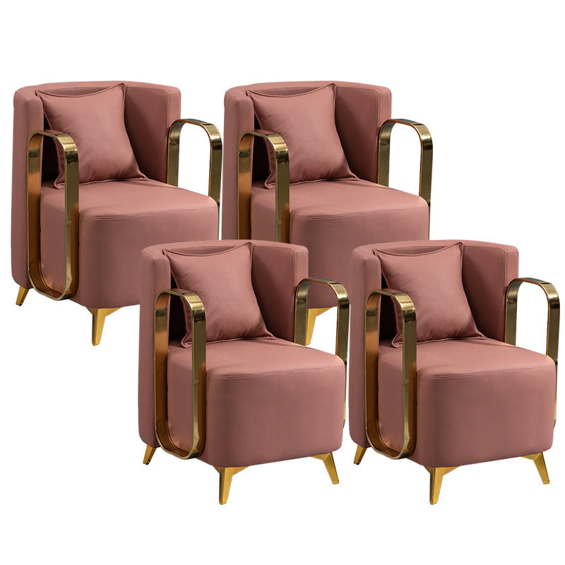 Glam Armrest Backrest Cushion Chair with Metal Legs for Balcony Red 4 Piece Set Clearhalo 'Dining Chairs' 'Dining Tables & Seating' 'dining_chair' 'furn' 'furn_dining_chair' 'Furniture' 'Kitchen & Dining Furniture' 7659690