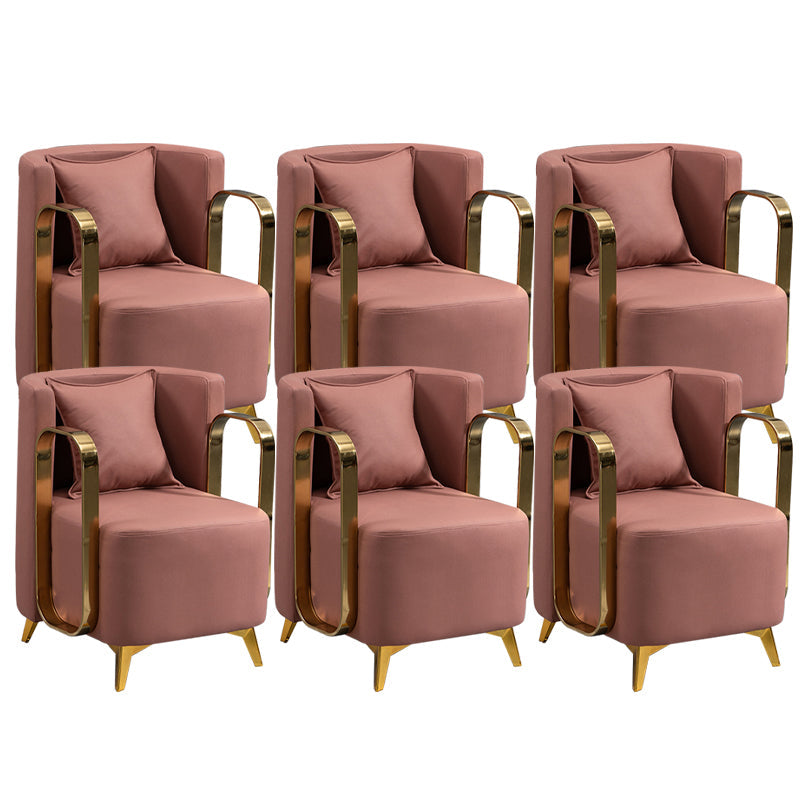 Glam Armrest Backrest Cushion Chair with Metal Legs for Balcony Red 6 Piece Set Clearhalo 'Dining Chairs' 'Dining Tables & Seating' 'dining_chair' 'furn' 'furn_dining_chair' 'Furniture' 'Kitchen & Dining Furniture' 7659691