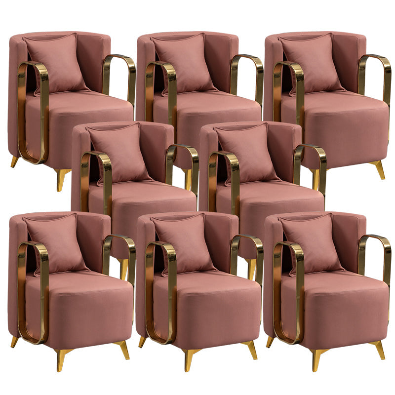 Glam Armrest Backrest Cushion Chair with Metal Legs for Balcony Red 8 Piece Set Clearhalo 'Dining Chairs' 'Dining Tables & Seating' 'dining_chair' 'furn' 'furn_dining_chair' 'Furniture' 'Kitchen & Dining Furniture' 7659692