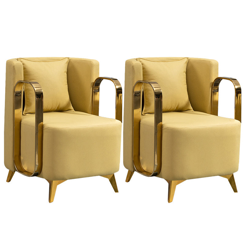 Glam Armrest Backrest Cushion Chair with Metal Legs for Balcony Yellow 2 Piece Set Clearhalo 'Dining Chairs' 'Dining Tables & Seating' 'dining_chair' 'furn' 'furn_dining_chair' 'Furniture' 'Kitchen & Dining Furniture' 7659694