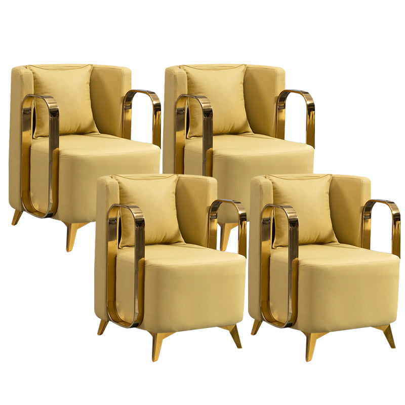 Glam Armrest Backrest Cushion Chair with Metal Legs for Balcony Yellow 4 Piece Set Clearhalo 'Dining Chairs' 'Dining Tables & Seating' 'dining_chair' 'furn' 'furn_dining_chair' 'Furniture' 'Kitchen & Dining Furniture' 7659695
