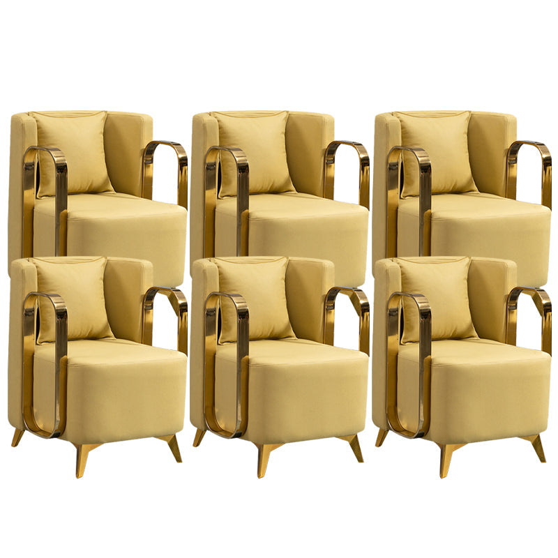 Glam Armrest Backrest Cushion Chair with Metal Legs for Balcony Yellow 6 Piece Set Clearhalo 'Dining Chairs' 'Dining Tables & Seating' 'dining_chair' 'furn' 'furn_dining_chair' 'Furniture' 'Kitchen & Dining Furniture' 7659696
