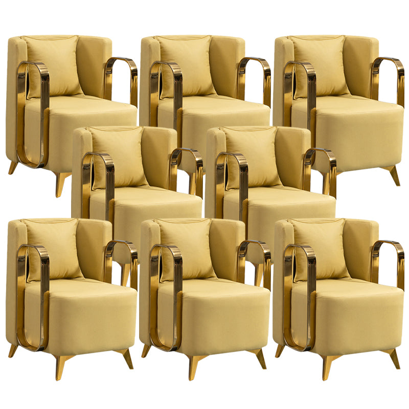Glam Armrest Backrest Cushion Chair with Metal Legs for Balcony Yellow 8 Piece Set Clearhalo 'Dining Chairs' 'Dining Tables & Seating' 'dining_chair' 'furn' 'furn_dining_chair' 'Furniture' 'Kitchen & Dining Furniture' 7659697