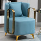 Glam Armrest Backrest Cushion Chair with Metal Legs for Balcony Blue 1 Piece Clearhalo 'Dining Chairs' 'Dining Tables & Seating' 'dining_chair' 'furn' 'furn_dining_chair' 'Furniture' 'Kitchen & Dining Furniture' 7659698