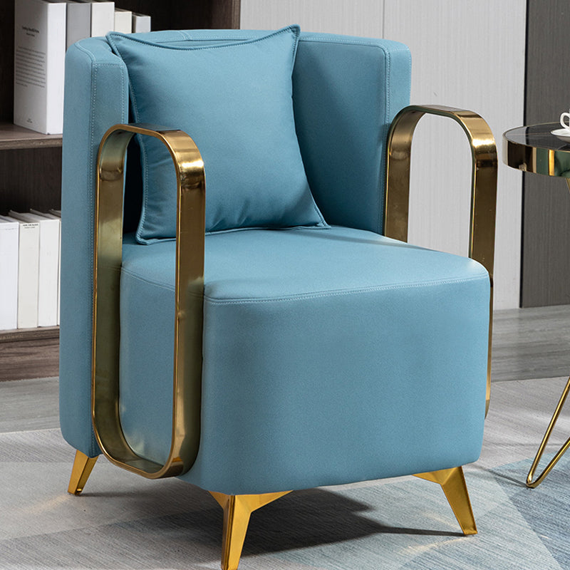 Glam Armrest Backrest Cushion Chair with Metal Legs for Balcony Blue 1 Piece Clearhalo 'Dining Chairs' 'Dining Tables & Seating' 'dining_chair' 'furn' 'furn_dining_chair' 'Furniture' 'Kitchen & Dining Furniture' 7659698