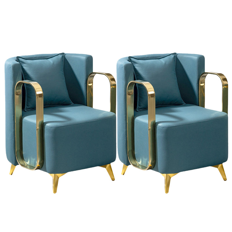 Glam Armrest Backrest Cushion Chair with Metal Legs for Balcony Blue 2 Piece Set Clearhalo 'Dining Chairs' 'Dining Tables & Seating' 'dining_chair' 'furn' 'furn_dining_chair' 'Furniture' 'Kitchen & Dining Furniture' 7659699