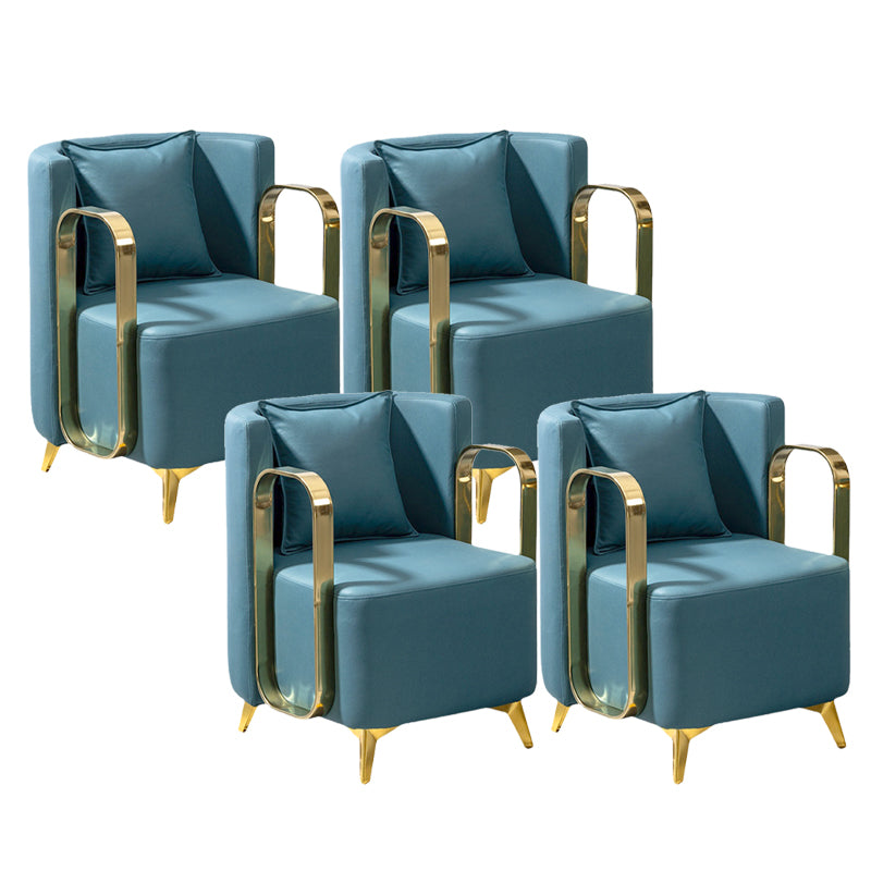 Glam Armrest Backrest Cushion Chair with Metal Legs for Balcony Blue 4 Piece Set Clearhalo 'Dining Chairs' 'Dining Tables & Seating' 'dining_chair' 'furn' 'furn_dining_chair' 'Furniture' 'Kitchen & Dining Furniture' 7659700