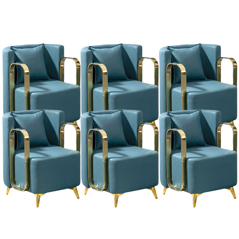 Glam Armrest Backrest Cushion Chair with Metal Legs for Balcony Blue 6 Piece Set Clearhalo 'Dining Chairs' 'Dining Tables & Seating' 'dining_chair' 'furn' 'furn_dining_chair' 'Furniture' 'Kitchen & Dining Furniture' 7659701