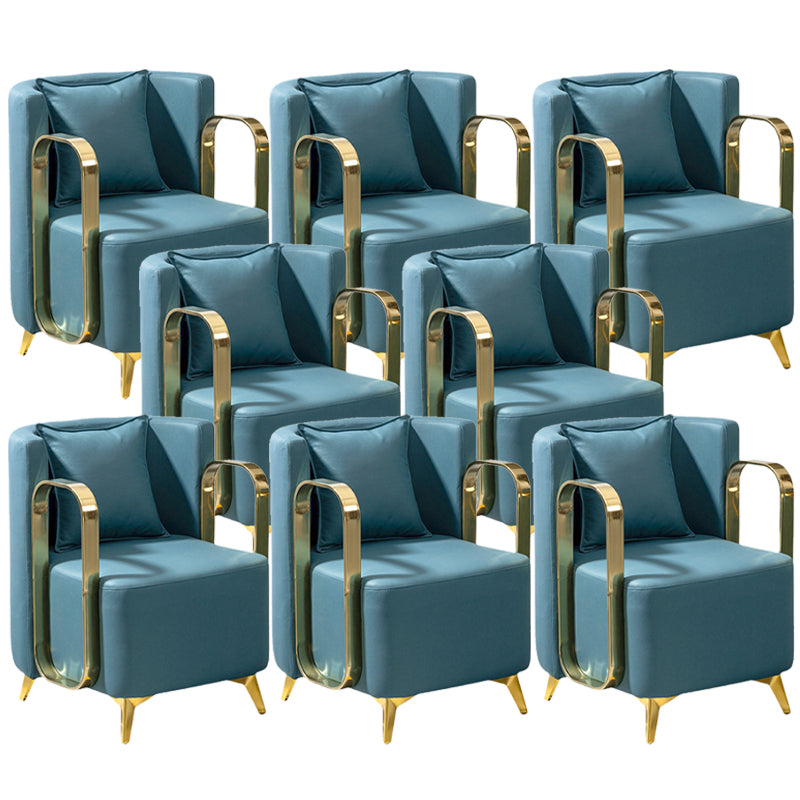 Glam Armrest Backrest Cushion Chair with Metal Legs for Balcony Blue 8 Piece Set Clearhalo 'Dining Chairs' 'Dining Tables & Seating' 'dining_chair' 'furn' 'furn_dining_chair' 'Furniture' 'Kitchen & Dining Furniture' 7659702