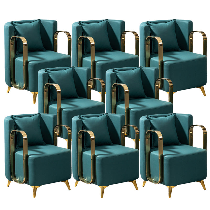 Glam Armrest Backrest Cushion Chair with Metal Legs for Balcony Green 8 Piece Set Clearhalo 'Dining Chairs' 'Dining Tables & Seating' 'dining_chair' 'furn' 'furn_dining_chair' 'Furniture' 'Kitchen & Dining Furniture' 7659707