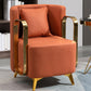 Glam Armrest Backrest Cushion Chair with Metal Legs for Balcony Orange 1 Piece Clearhalo 'Dining Chairs' 'Dining Tables & Seating' 'dining_chair' 'furn' 'furn_dining_chair' 'Furniture' 'Kitchen & Dining Furniture' 7659708