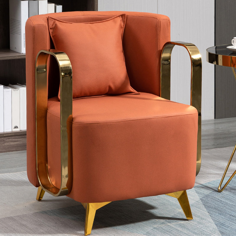 Glam Armrest Backrest Cushion Chair with Metal Legs for Balcony Orange 1 Piece Clearhalo 'Dining Chairs' 'Dining Tables & Seating' 'dining_chair' 'furn' 'furn_dining_chair' 'Furniture' 'Kitchen & Dining Furniture' 7659708
