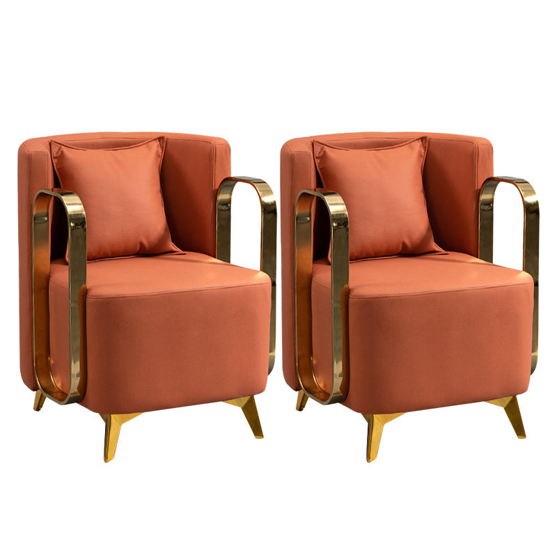 Glam Armrest Backrest Cushion Chair with Metal Legs for Balcony Orange 2 Piece Set Clearhalo 'Dining Chairs' 'Dining Tables & Seating' 'dining_chair' 'furn' 'furn_dining_chair' 'Furniture' 'Kitchen & Dining Furniture' 7659709