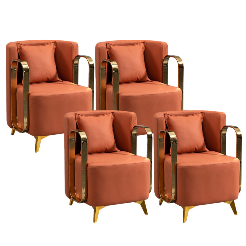 Glam Armrest Backrest Cushion Chair with Metal Legs for Balcony Orange 4 Piece Set Clearhalo 'Dining Chairs' 'Dining Tables & Seating' 'dining_chair' 'furn' 'furn_dining_chair' 'Furniture' 'Kitchen & Dining Furniture' 7659710