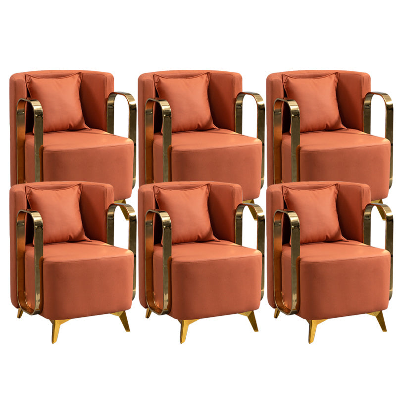 Glam Armrest Backrest Cushion Chair with Metal Legs for Balcony Orange 6 Piece Set Clearhalo 'Dining Chairs' 'Dining Tables & Seating' 'dining_chair' 'furn' 'furn_dining_chair' 'Furniture' 'Kitchen & Dining Furniture' 7659711