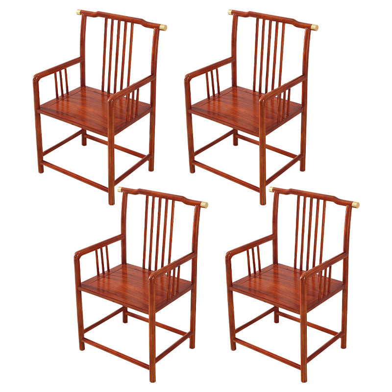 Traditional Style Arm Chair Solid Wood Slat Back Dining Chair for Home Red 4 Piece Set Clearhalo 'Dining Chairs' 'Dining Tables & Seating' 'dining_chair' 'furn' 'furn_dining_chair' 'Furniture' 'Kitchen & Dining Furniture' 7659717