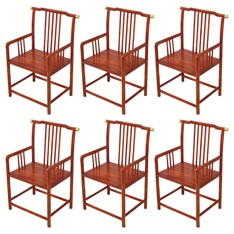 Traditional Style Arm Chair Solid Wood Slat Back Dining Chair for Home Red 6 Piece Set Clearhalo 'Dining Chairs' 'Dining Tables & Seating' 'dining_chair' 'furn' 'furn_dining_chair' 'Furniture' 'Kitchen & Dining Furniture' 7659718