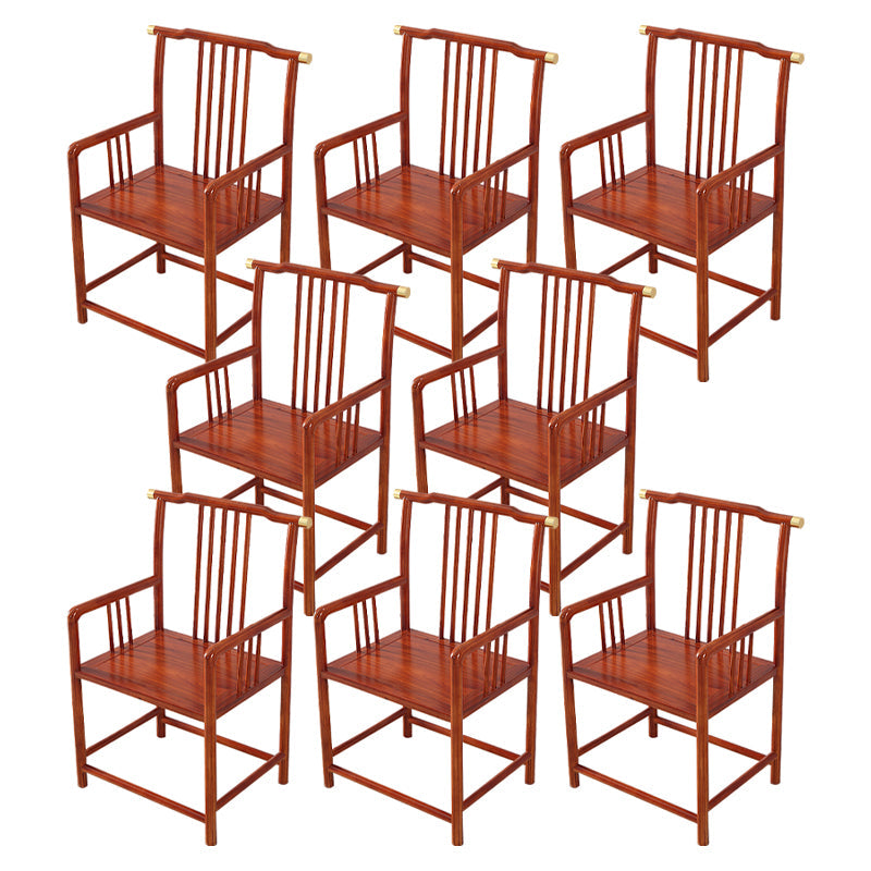 Traditional Style Arm Chair Solid Wood Slat Back Dining Chair for Home Red 8 Piece Set Clearhalo 'Dining Chairs' 'Dining Tables & Seating' 'dining_chair' 'furn' 'furn_dining_chair' 'Furniture' 'Kitchen & Dining Furniture' 7659721