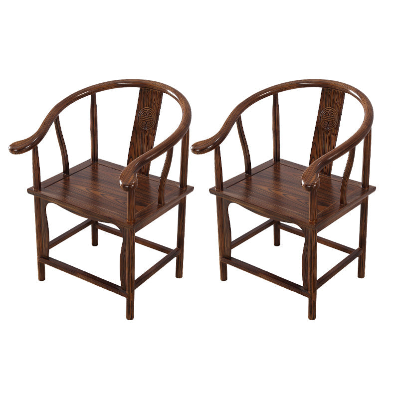 Traditional Style Arm Chair Solid Wood Slat Back Dining Chair for Home Brown 2 Piece Set Clearhalo 'Dining Chairs' 'Dining Tables & Seating' 'dining_chair' 'furn' 'furn_dining_chair' 'Furniture' 'Kitchen & Dining Furniture' 7659723