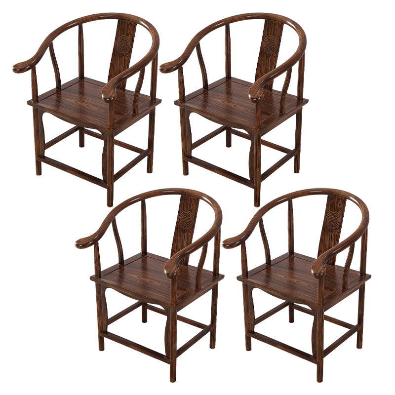 Traditional Style Arm Chair Solid Wood Slat Back Dining Chair for Home Brown 4 Piece Set Clearhalo 'Dining Chairs' 'Dining Tables & Seating' 'dining_chair' 'furn' 'furn_dining_chair' 'Furniture' 'Kitchen & Dining Furniture' 7659725