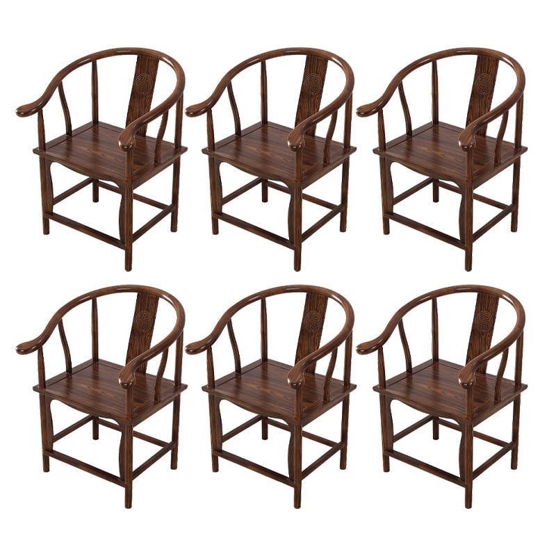 Traditional Style Arm Chair Solid Wood Slat Back Dining Chair for Home Brown 6 Piece Set Clearhalo 'Dining Chairs' 'Dining Tables & Seating' 'dining_chair' 'furn' 'furn_dining_chair' 'Furniture' 'Kitchen & Dining Furniture' 7659727