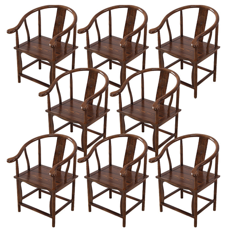 Traditional Style Arm Chair Solid Wood Slat Back Dining Chair for Home Brown 8 Piece Set Clearhalo 'Dining Chairs' 'Dining Tables & Seating' 'dining_chair' 'furn' 'furn_dining_chair' 'Furniture' 'Kitchen & Dining Furniture' 7659729