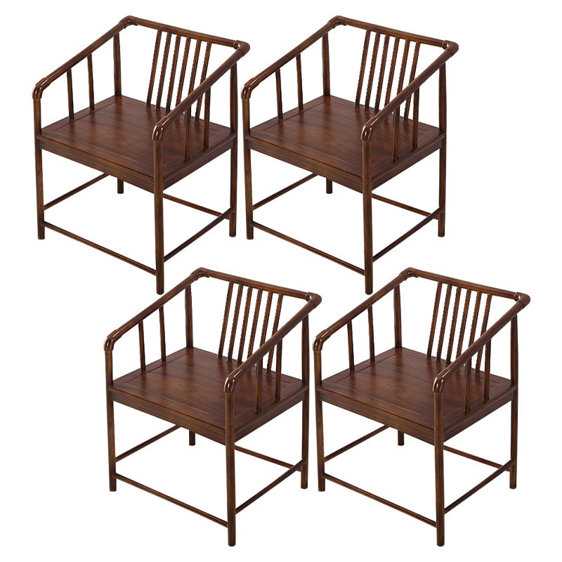 Traditional Style Arm Chair Solid Wood Slat Back Dining Chair for Home Khaki 4 Piece Set Clearhalo 'Dining Chairs' 'Dining Tables & Seating' 'dining_chair' 'furn' 'furn_dining_chair' 'Furniture' 'Kitchen & Dining Furniture' 7659732