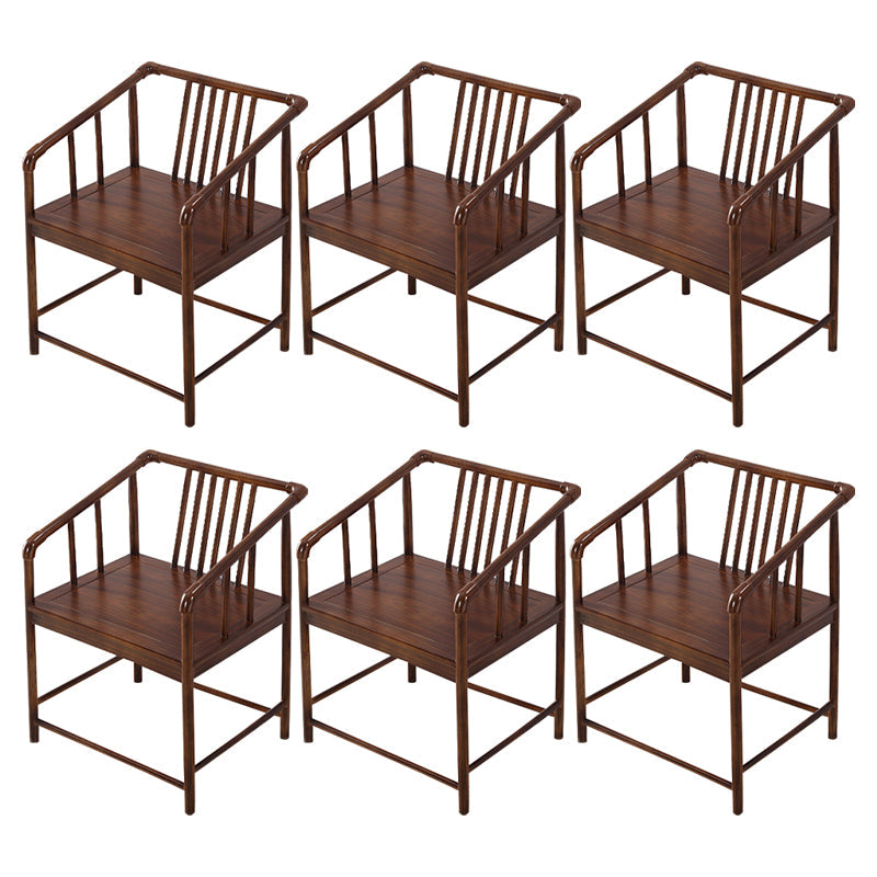 Traditional Style Arm Chair Solid Wood Slat Back Dining Chair for Home Khaki 6 Piece Set Clearhalo 'Dining Chairs' 'Dining Tables & Seating' 'dining_chair' 'furn' 'furn_dining_chair' 'Furniture' 'Kitchen & Dining Furniture' 7659733