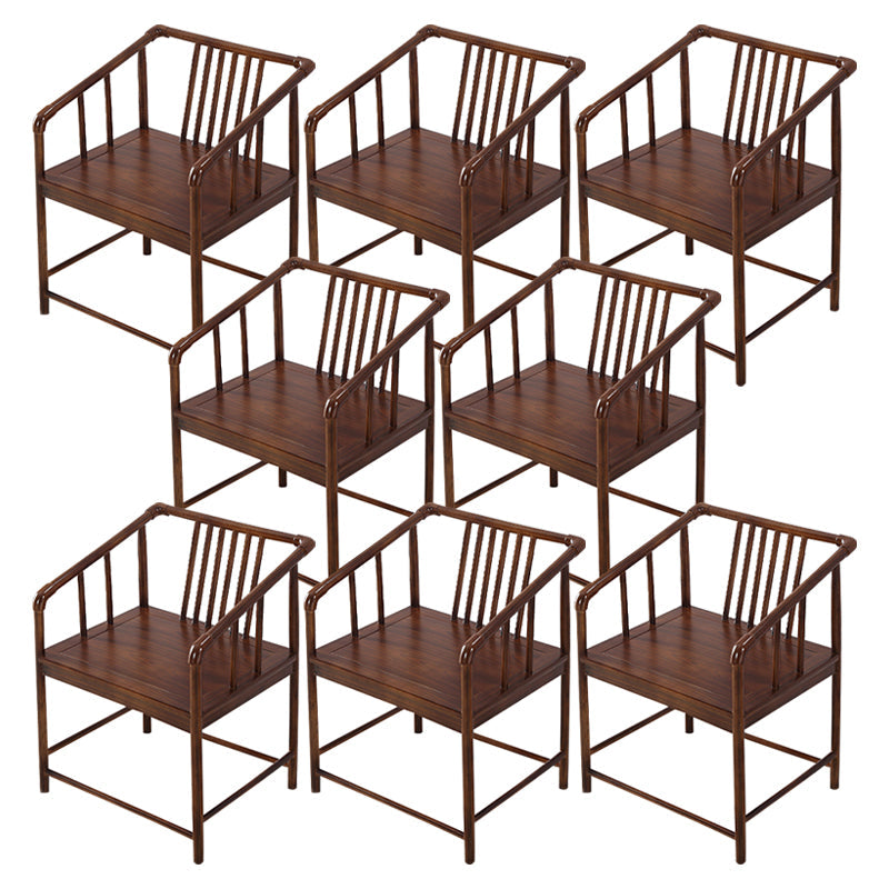 Traditional Style Arm Chair Solid Wood Slat Back Dining Chair for Home Khaki 8 Piece Set Clearhalo 'Dining Chairs' 'Dining Tables & Seating' 'dining_chair' 'furn' 'furn_dining_chair' 'Furniture' 'Kitchen & Dining Furniture' 7659734
