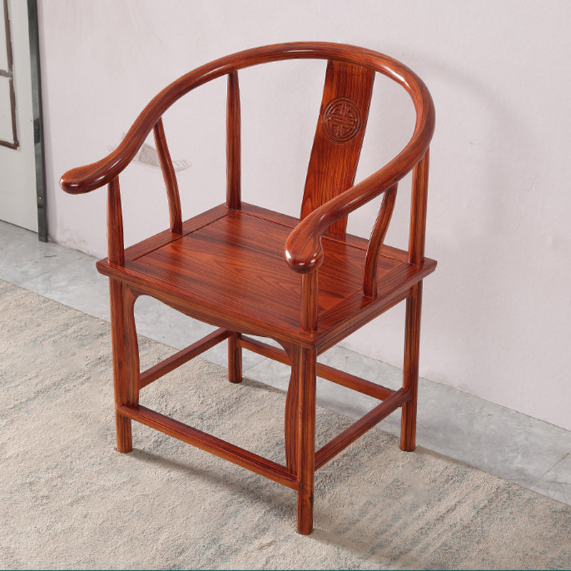 Traditional Style Arm Chair Solid Wood Slat Back Dining Chair for Home Red Brown 1 Piece Clearhalo 'Dining Chairs' 'Dining Tables & Seating' 'dining_chair' 'furn' 'furn_dining_chair' 'Furniture' 'Kitchen & Dining Furniture' 7659735