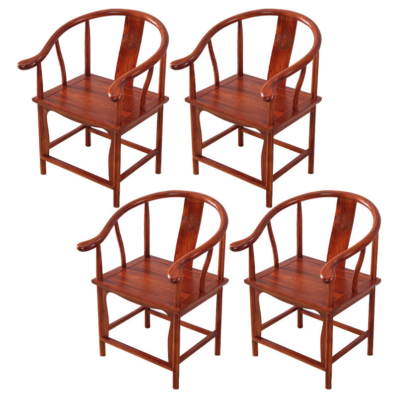 Traditional Style Arm Chair Solid Wood Slat Back Dining Chair for Home Red Brown 4 Piece Set Clearhalo 'Dining Chairs' 'Dining Tables & Seating' 'dining_chair' 'furn' 'furn_dining_chair' 'Furniture' 'Kitchen & Dining Furniture' 7659737