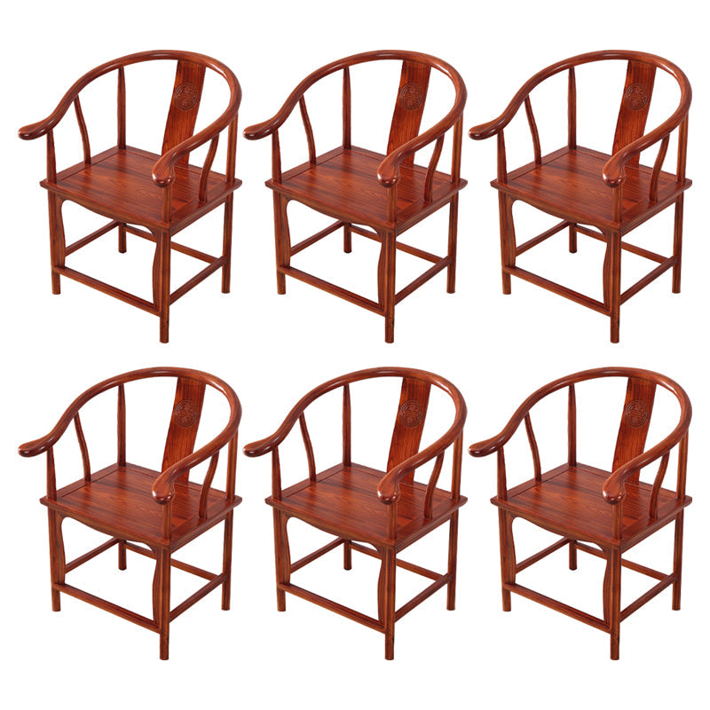 Traditional Style Arm Chair Solid Wood Slat Back Dining Chair for Home Red Brown 6 Piece Set Clearhalo 'Dining Chairs' 'Dining Tables & Seating' 'dining_chair' 'furn' 'furn_dining_chair' 'Furniture' 'Kitchen & Dining Furniture' 7659738