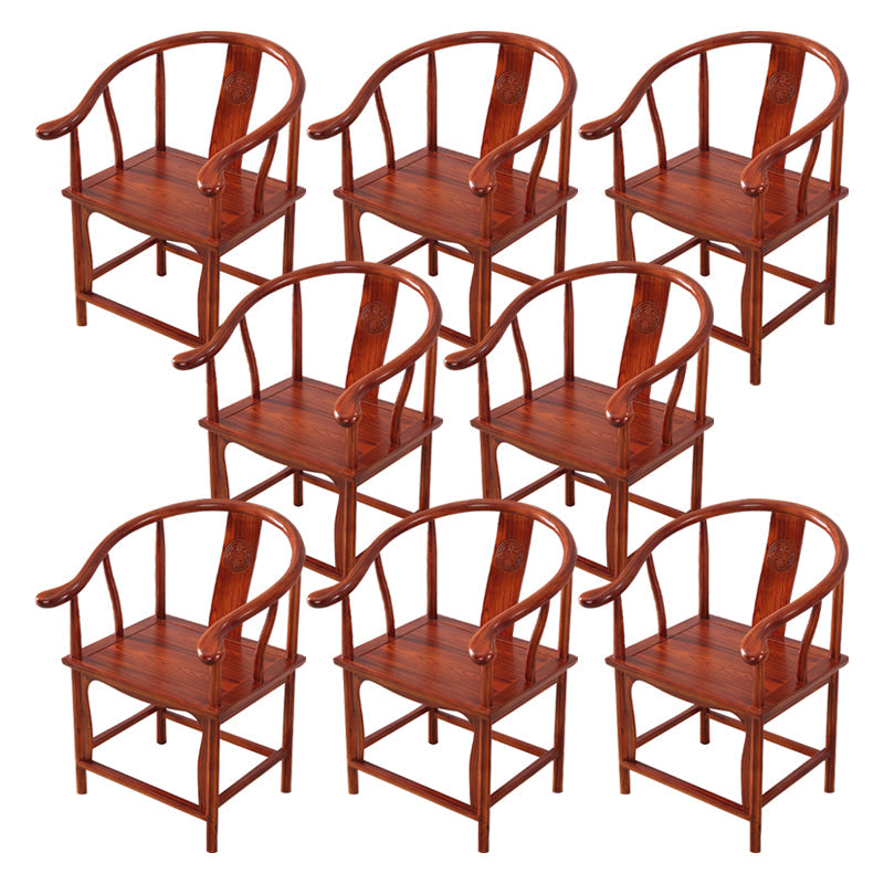 Traditional Style Arm Chair Solid Wood Slat Back Dining Chair for Home Red Brown 8 Piece Set Clearhalo 'Dining Chairs' 'Dining Tables & Seating' 'dining_chair' 'furn' 'furn_dining_chair' 'Furniture' 'Kitchen & Dining Furniture' 7659739