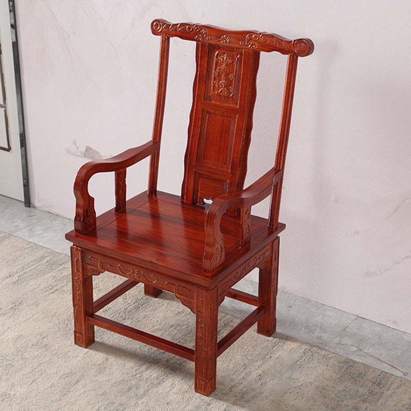 Traditional Style Arm Chair Solid Wood Slat Back Dining Chair for Home Burgundy 1 Piece Clearhalo 'Dining Chairs' 'Dining Tables & Seating' 'dining_chair' 'furn' 'furn_dining_chair' 'Furniture' 'Kitchen & Dining Furniture' 7659745