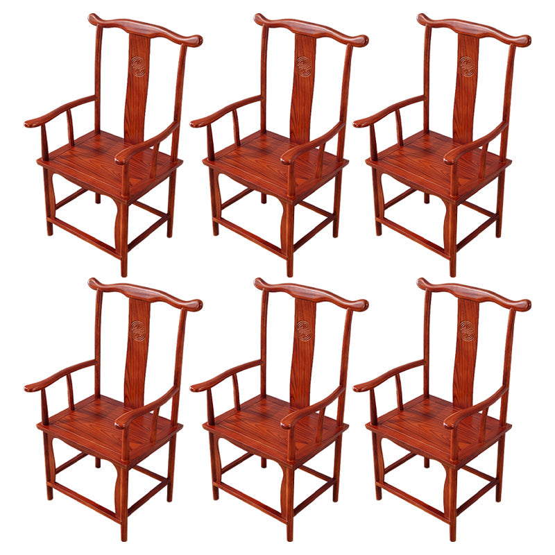 Traditional Style Arm Chair Solid Wood Slat Back Dining Chair for Home Brick Red 6 Piece Set Clearhalo 'Dining Chairs' 'Dining Tables & Seating' 'dining_chair' 'furn' 'furn_dining_chair' 'Furniture' 'Kitchen & Dining Furniture' 7659753