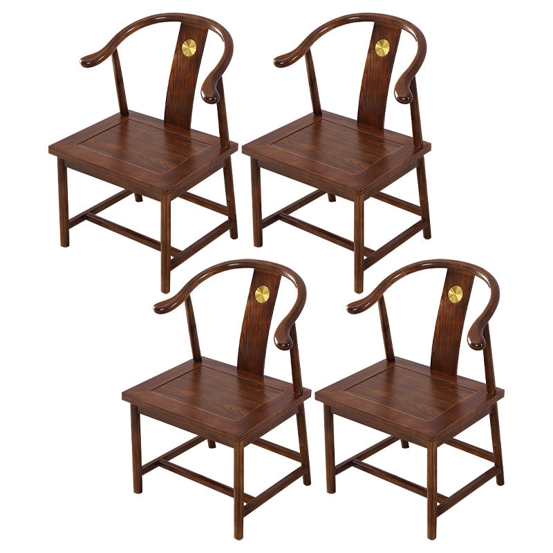 Traditional Style Arm Chair Solid Wood Slat Back Dining Chair for Home Chocolate 4 Piece Set Clearhalo 'Dining Chairs' 'Dining Tables & Seating' 'dining_chair' 'furn' 'furn_dining_chair' 'Furniture' 'Kitchen & Dining Furniture' 7659762