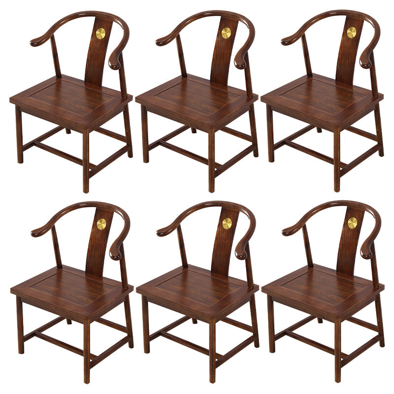 Traditional Style Arm Chair Solid Wood Slat Back Dining Chair for Home Chocolate 6 Piece Set Clearhalo 'Dining Chairs' 'Dining Tables & Seating' 'dining_chair' 'furn' 'furn_dining_chair' 'Furniture' 'Kitchen & Dining Furniture' 7659763