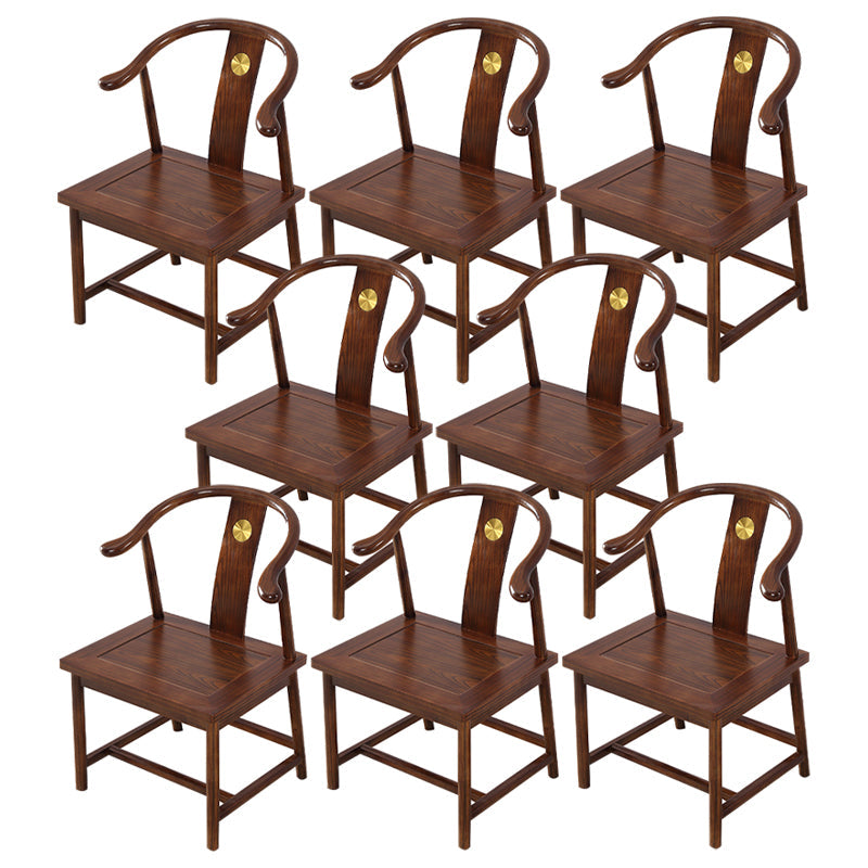 Traditional Style Arm Chair Solid Wood Slat Back Dining Chair for Home Chocolate 8 Piece Set Clearhalo 'Dining Chairs' 'Dining Tables & Seating' 'dining_chair' 'furn' 'furn_dining_chair' 'Furniture' 'Kitchen & Dining Furniture' 7659764