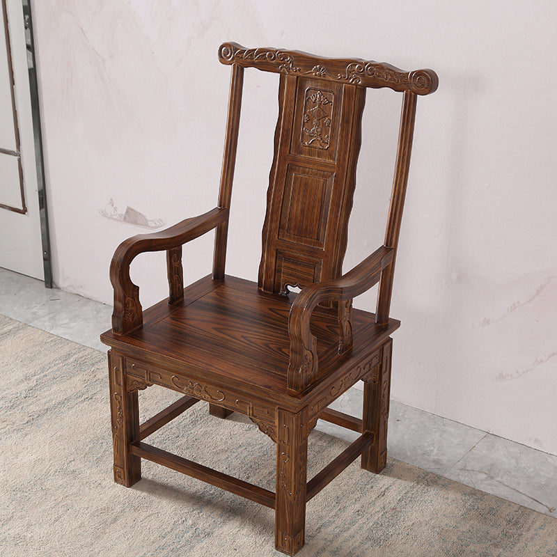 Traditional Style Arm Chair Solid Wood Slat Back Dining Chair for Home Tan 1 Piece Clearhalo 'Dining Chairs' 'Dining Tables & Seating' 'dining_chair' 'furn' 'furn_dining_chair' 'Furniture' 'Kitchen & Dining Furniture' 7659773