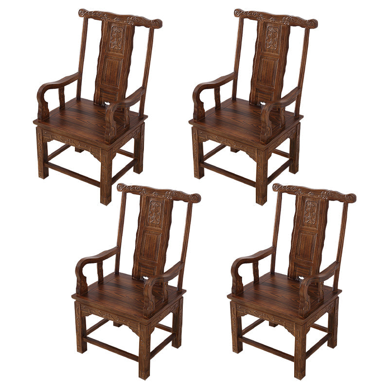 Traditional Style Arm Chair Solid Wood Slat Back Dining Chair for Home Tan 4 Piece Set Clearhalo 'Dining Chairs' 'Dining Tables & Seating' 'dining_chair' 'furn' 'furn_dining_chair' 'Furniture' 'Kitchen & Dining Furniture' 7659775