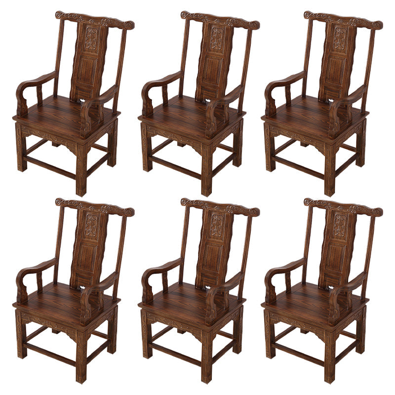 Traditional Style Arm Chair Solid Wood Slat Back Dining Chair for Home Tan 6 Piece Set Clearhalo 'Dining Chairs' 'Dining Tables & Seating' 'dining_chair' 'furn' 'furn_dining_chair' 'Furniture' 'Kitchen & Dining Furniture' 7659776