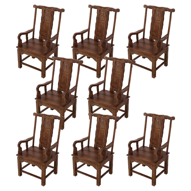 Traditional Style Arm Chair Solid Wood Slat Back Dining Chair for Home Tan 8 Piece Set Clearhalo 'Dining Chairs' 'Dining Tables & Seating' 'dining_chair' 'furn' 'furn_dining_chair' 'Furniture' 'Kitchen & Dining Furniture' 7659777