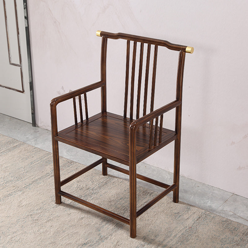 Traditional Style Arm Chair Solid Wood Slat Back Dining Chair for Home Nut-Brown 1 Piece Clearhalo 'Dining Chairs' 'Dining Tables & Seating' 'dining_chair' 'furn' 'furn_dining_chair' 'Furniture' 'Kitchen & Dining Furniture' 7659782