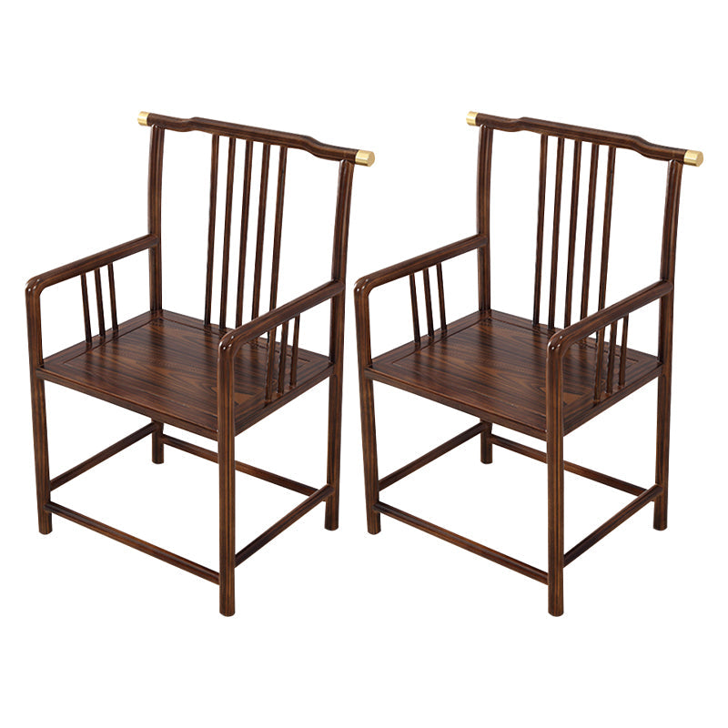 Traditional Style Arm Chair Solid Wood Slat Back Dining Chair for Home Nut-Brown 2 Piece Set Clearhalo 'Dining Chairs' 'Dining Tables & Seating' 'dining_chair' 'furn' 'furn_dining_chair' 'Furniture' 'Kitchen & Dining Furniture' 7659783