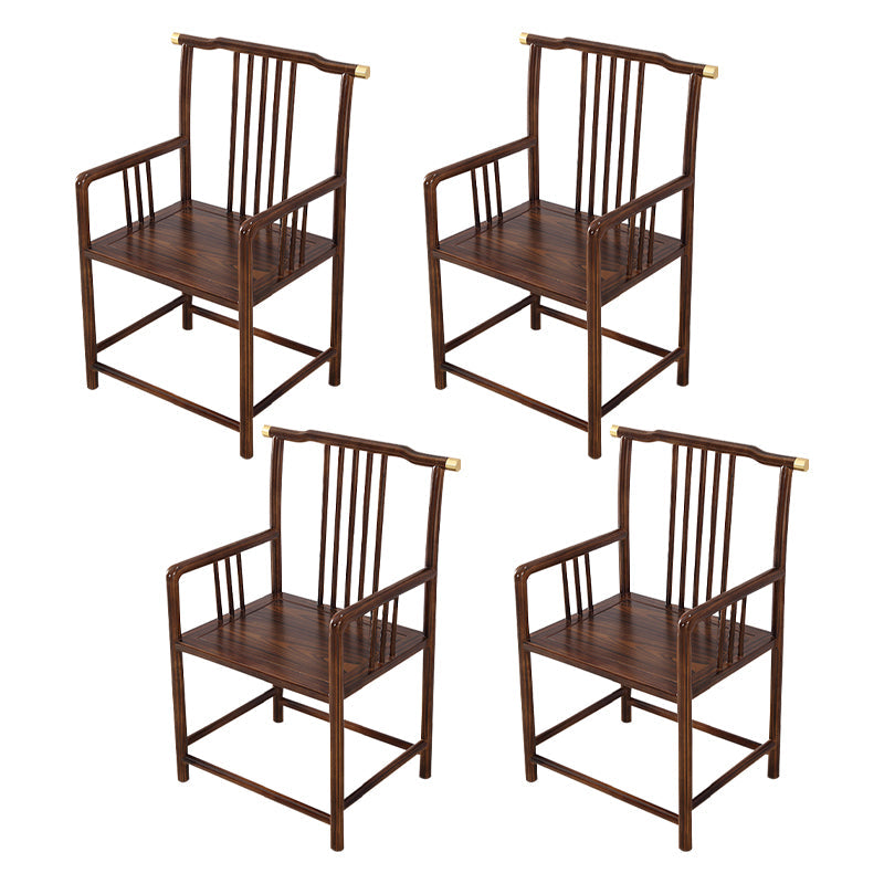 Traditional Style Arm Chair Solid Wood Slat Back Dining Chair for Home Nut-Brown 4 Piece Set Clearhalo 'Dining Chairs' 'Dining Tables & Seating' 'dining_chair' 'furn' 'furn_dining_chair' 'Furniture' 'Kitchen & Dining Furniture' 7659784