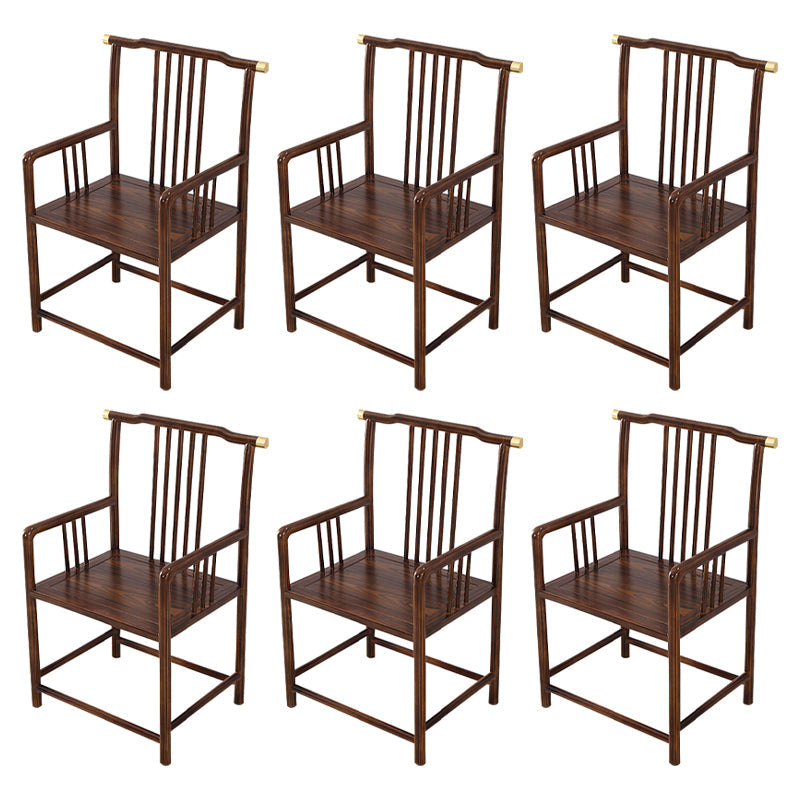 Traditional Style Arm Chair Solid Wood Slat Back Dining Chair for Home Nut-Brown 6 Piece Set Clearhalo 'Dining Chairs' 'Dining Tables & Seating' 'dining_chair' 'furn' 'furn_dining_chair' 'Furniture' 'Kitchen & Dining Furniture' 7659785