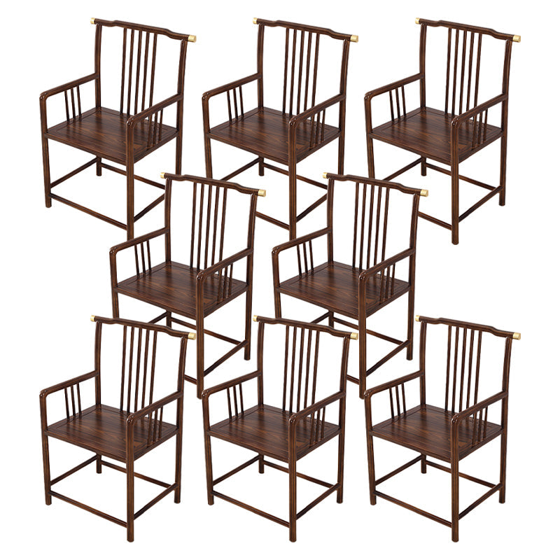Traditional Style Arm Chair Solid Wood Slat Back Dining Chair for Home Nut-Brown 8 Piece Set Clearhalo 'Dining Chairs' 'Dining Tables & Seating' 'dining_chair' 'furn' 'furn_dining_chair' 'Furniture' 'Kitchen & Dining Furniture' 7659786
