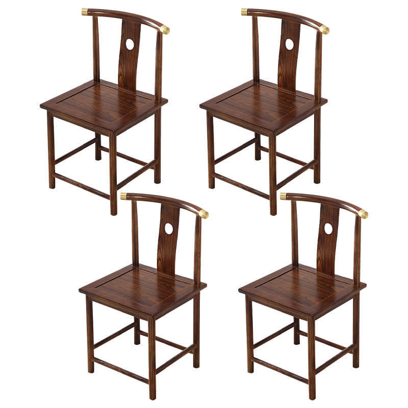Traditional Style Arm Chair Solid Wood Slat Back Dining Chair for Home Walnut+Gold 4 Piece Set Clearhalo 'Dining Chairs' 'Dining Tables & Seating' 'dining_chair' 'furn' 'furn_dining_chair' 'Furniture' 'Kitchen & Dining Furniture' 7659788